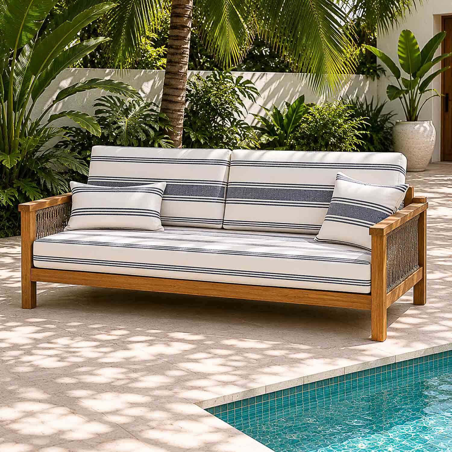 Teflon-coated Blue Stripes Outdoor Tarpaulin - Ribes y Casals