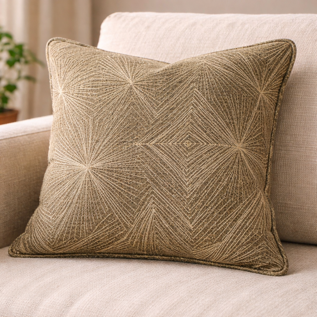 Linen and Jute Geometric Print Earth - Ribes y Casals