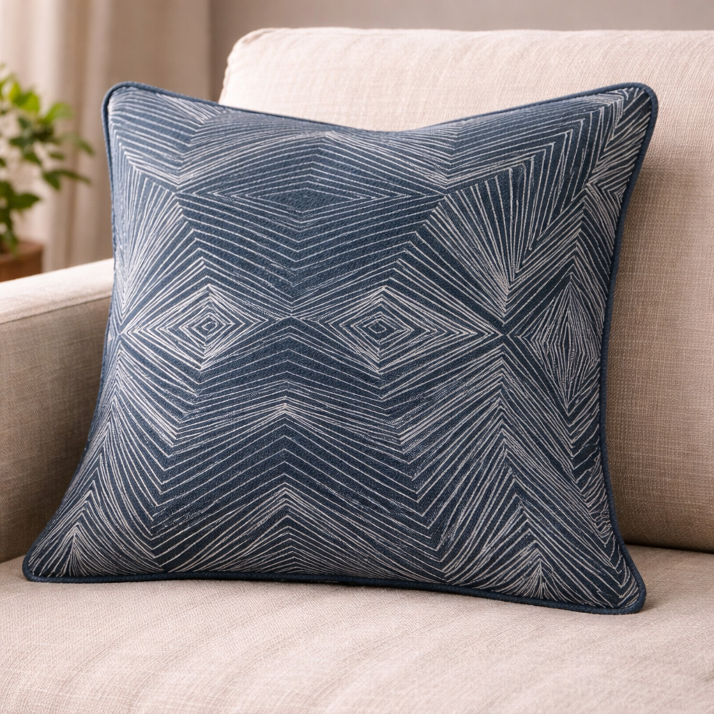 Linen and Jute Abyssal Geometric Print - Ribes y Casals