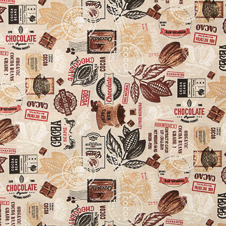 Vintage Chocolate and Cocoa Printed Cotton Canvas - Ribes y Casals