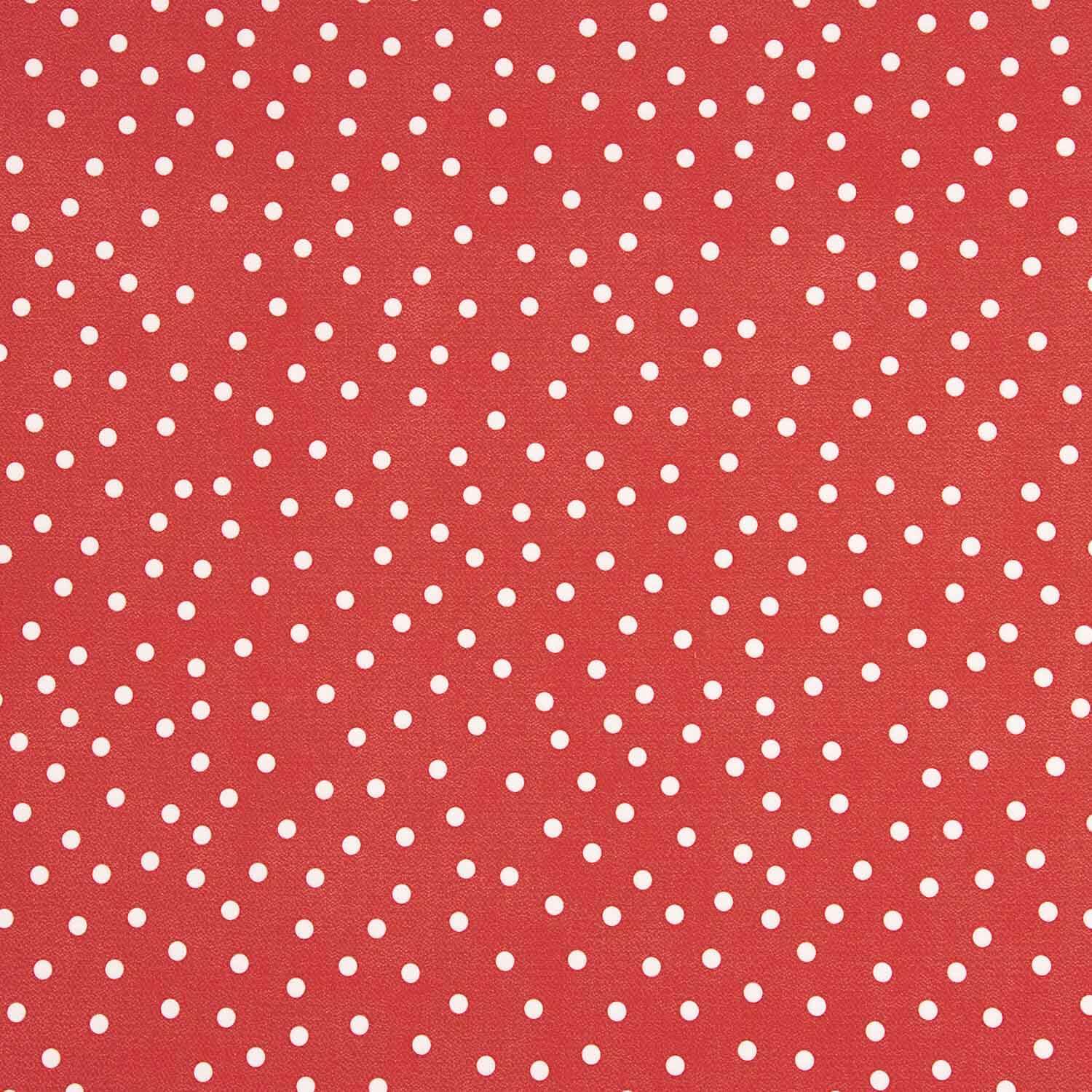White Polka Dot Print on Red Crepe - Ribes y Casals