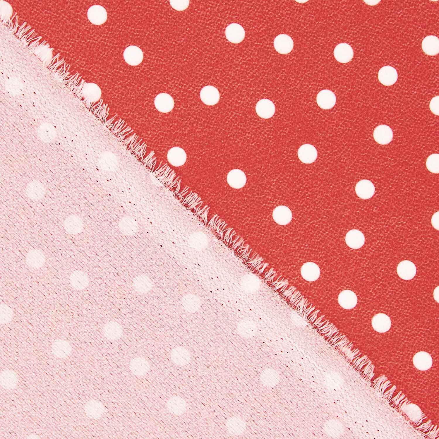 White Polka Dot Print on Red Crepe - Ribes y Casals