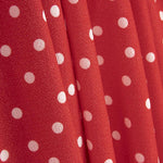 White Polka Dot Print on Red Crepe - Ribes y Casals