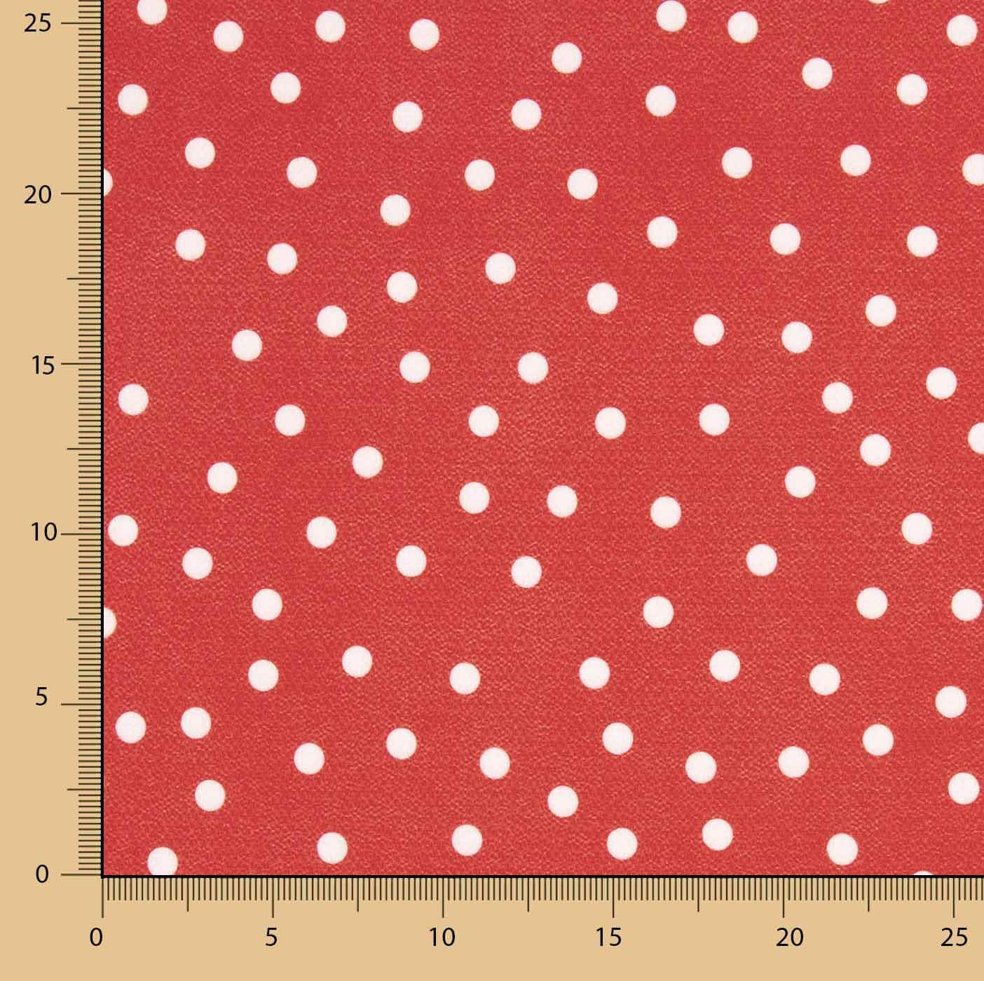 White Polka Dot Print on Red Crepe - Ribes y Casals