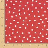 White Polka Dot Print on Red Crepe - Ribes y Casals
