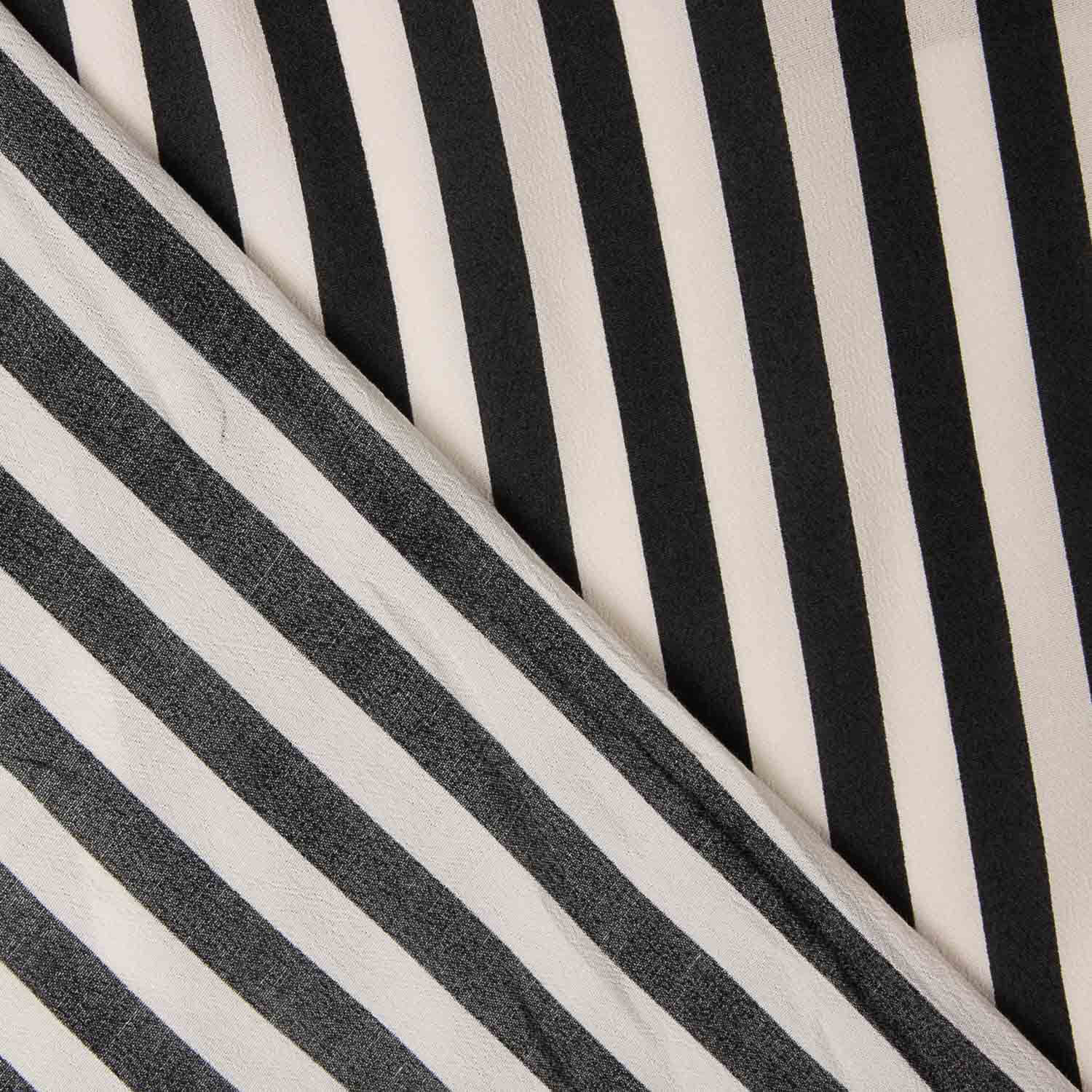 Fine Crepe, Black and Ecru Stripes - Ribes y Casals