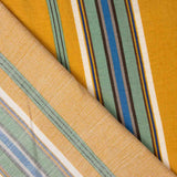 Mustard and Blue Stripes on a Crepe Viscose Fabric - Ribes y Casals
