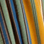 Mustard and Blue Stripes on a Crepe Viscose Fabric - Ribes y Casals