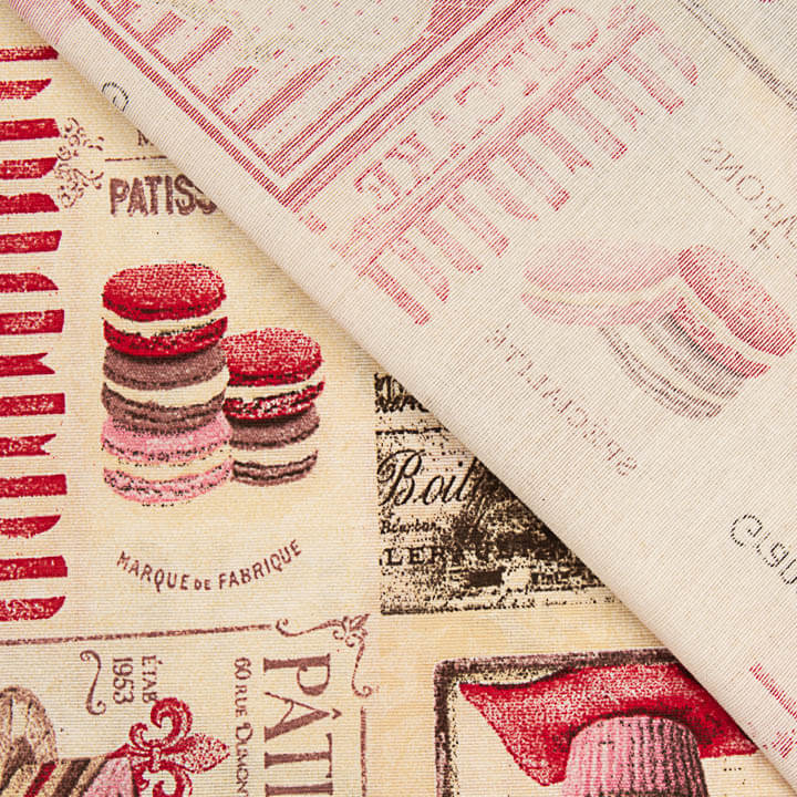 Vintage Paris Cupcakes and Macarons Printed Cotton Canvas - Ribes y Casals