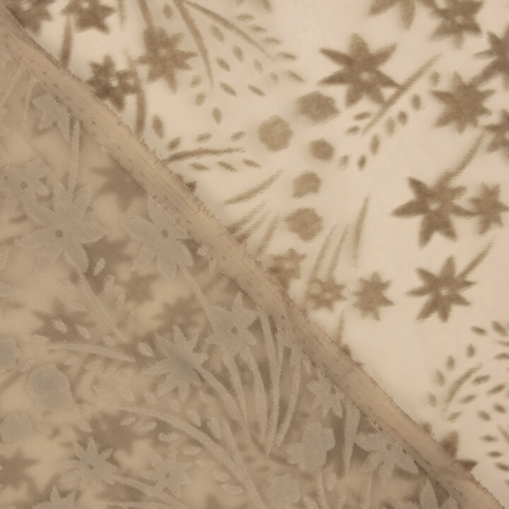 Devoré Beige-Toned Openwork on Chiffon - Ribes y Casals