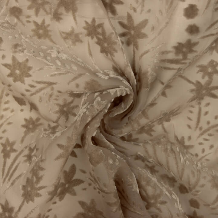 Devoré Beige-Toned Openwork on Chiffon - Ribes y Casals