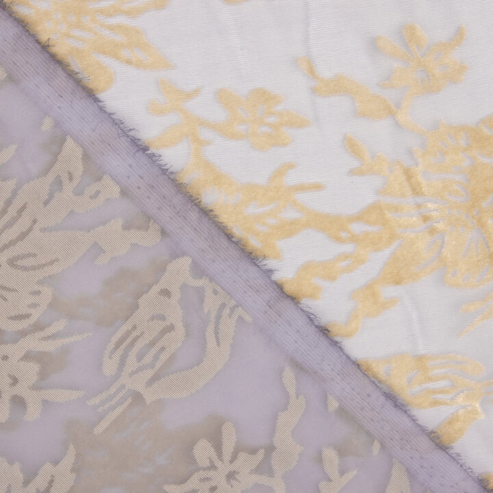 Beige Floral Devoré on Grey Chiffon - Ribes y Casals