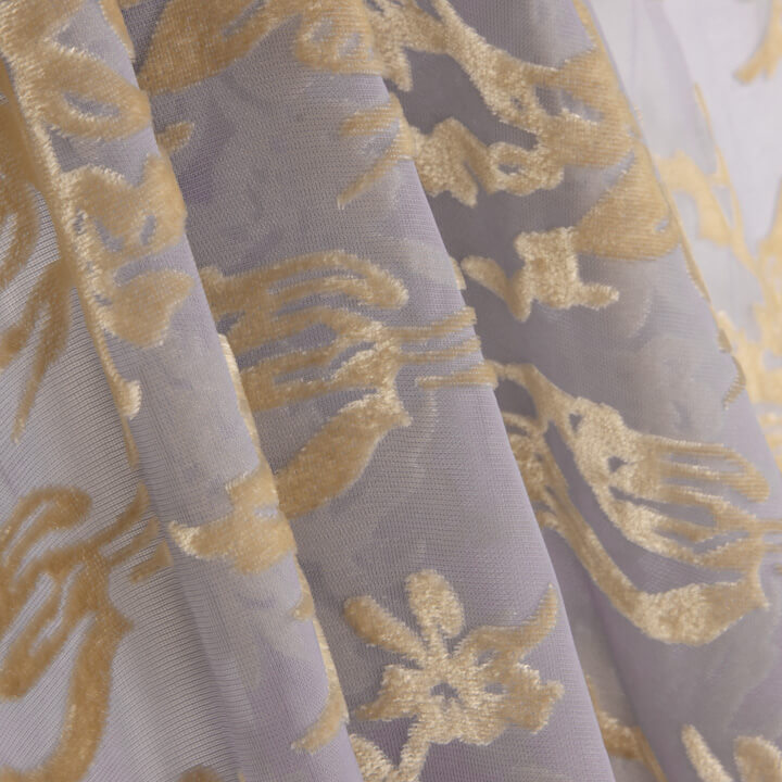 Beige Floral Devoré on Grey Chiffon - Ribes y Casals