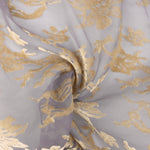 Beige Floral Devoré on Grey Chiffon - Ribes y Casals