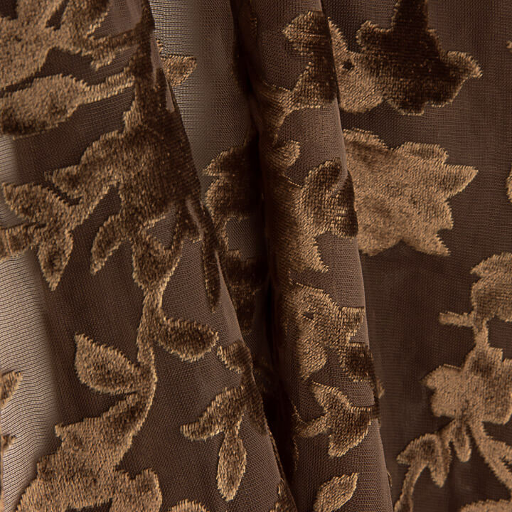 Brown-toned Floral Devoré Openwork on Chiffon - Ribes y Casals