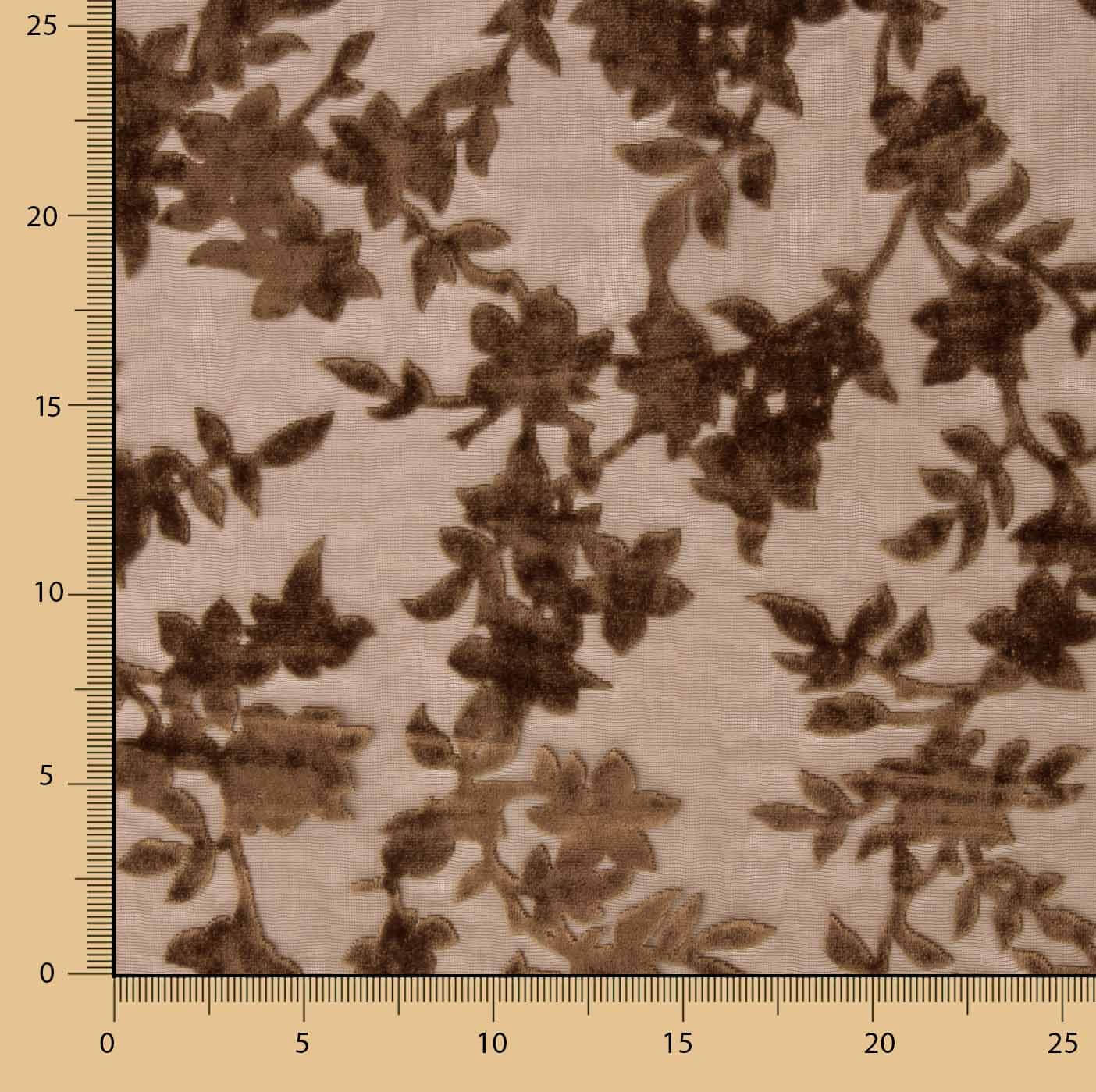 Brown-toned Floral Devoré Openwork on Chiffon - Ribes y Casals