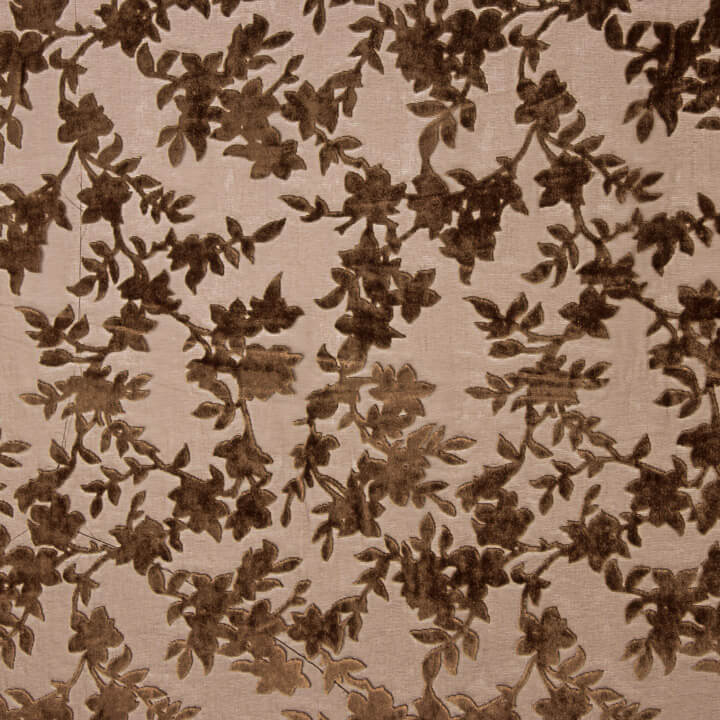 Brown-toned Floral Devoré Openwork on Chiffon - Ribes y Casals