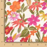 Fuchsia and Orange Floral Print Viscose - Ribes y Casals