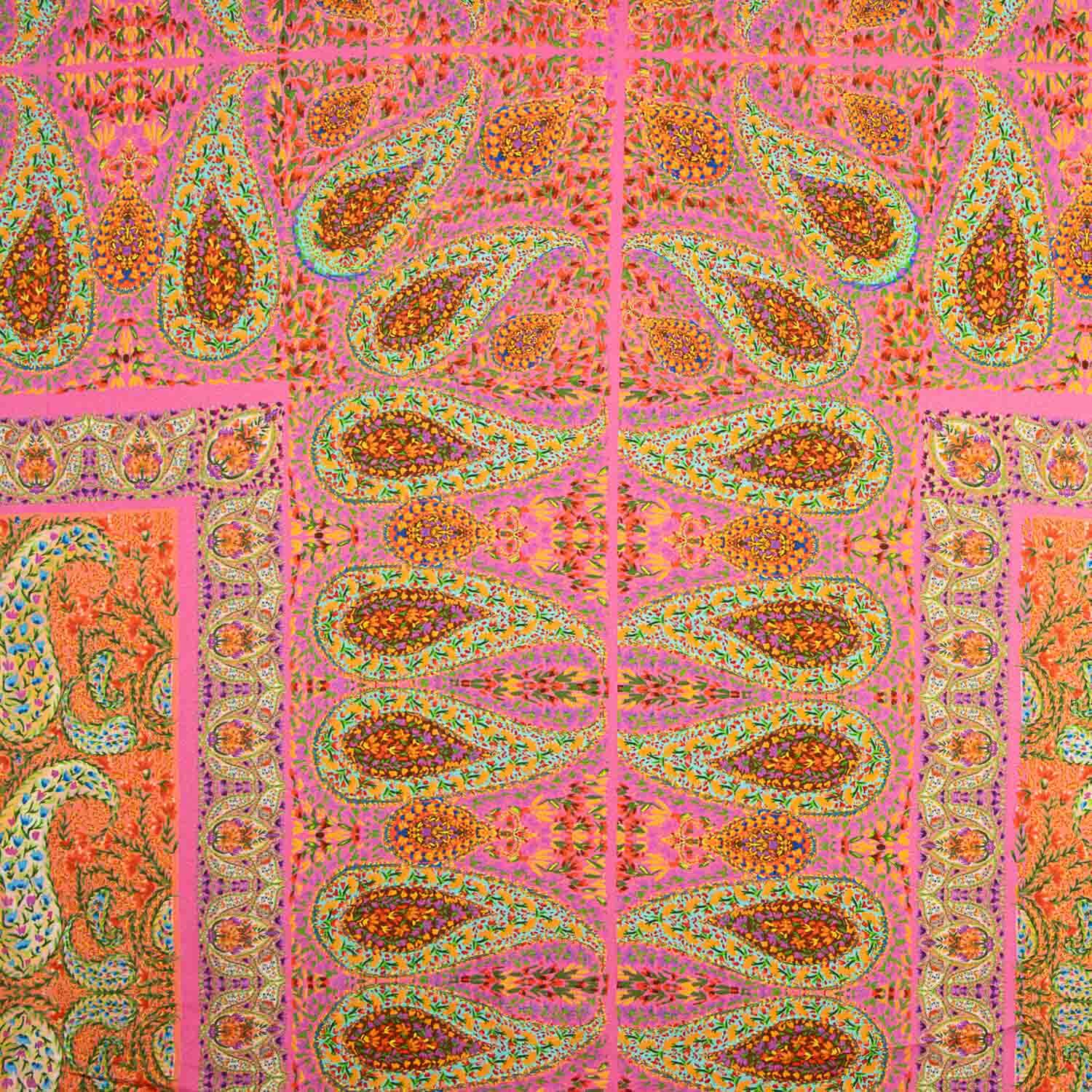 Fuchsia Boho Paisley Print Viscose Crepe - Ribes y Casals