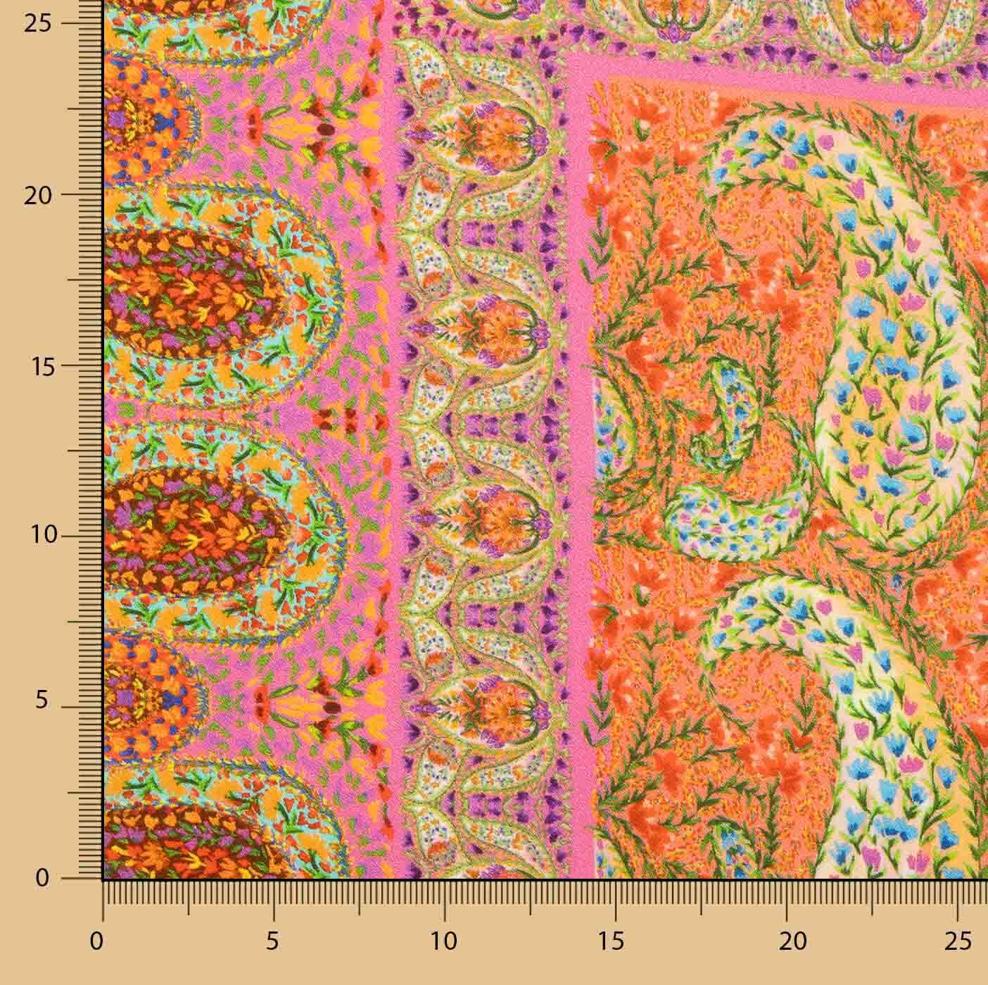 Paisley-print viscose crepe remnant in fuchsia - Various lengths x 140 cm wide - Ribes y Casals