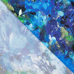 Ocean Blue Floral Print Viscose Satin - Ribes y Casals