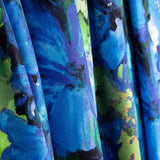 Ocean Blue Floral Print Viscose Satin - Ribes y Casals