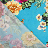 Turquoise Garden Floral Print Viscose - Ribes y Casals