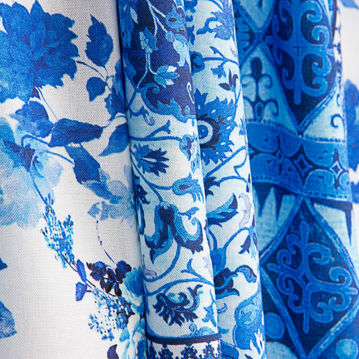 Blue Patchwork Printed Viscose - Ribes y Casals