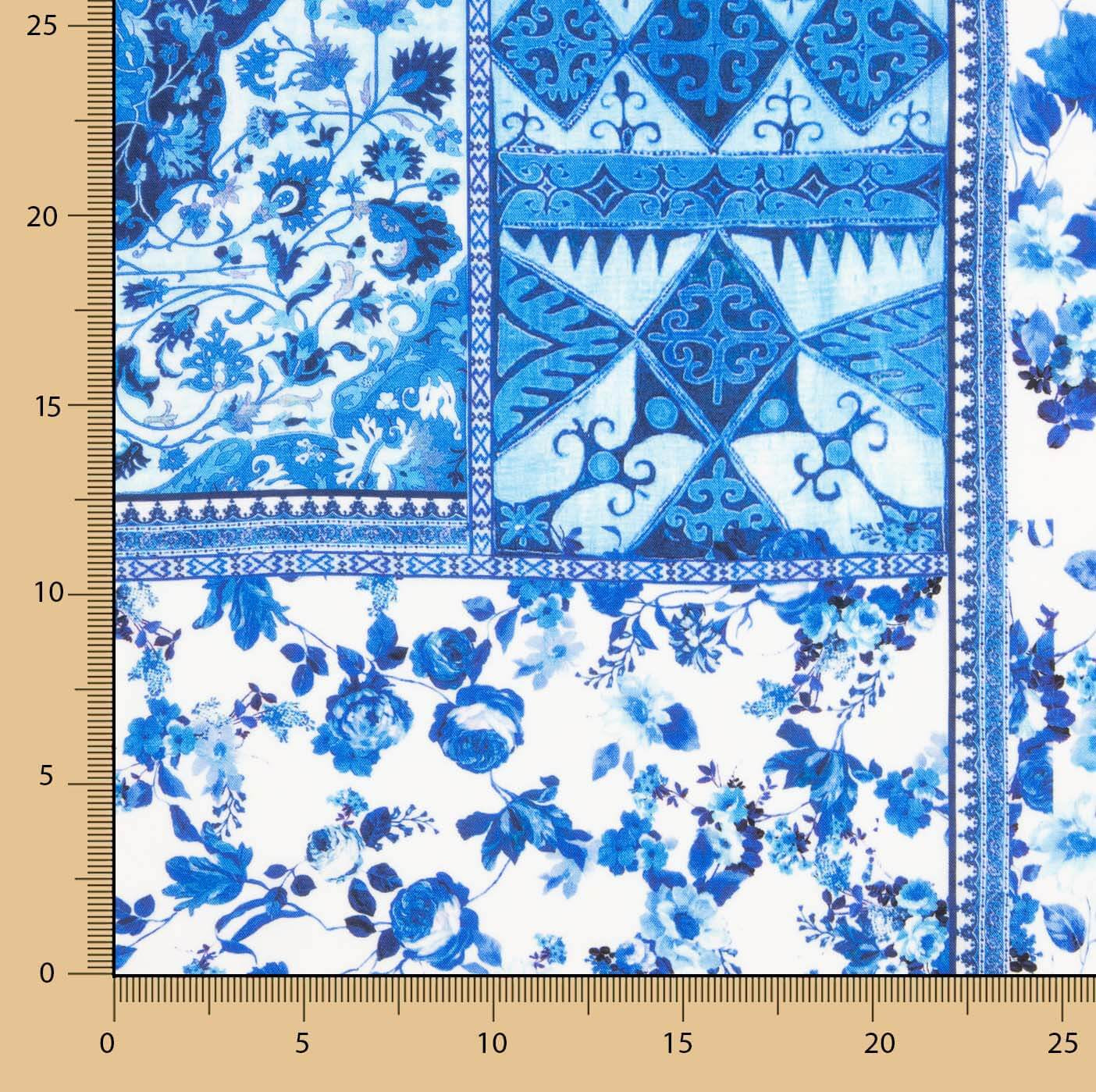 Blue Patchwork Printed Viscose - Ribes y Casals