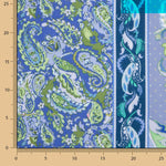 Rustic Printed Cashmere Viscose in Blue and Green - Ribes y Casals