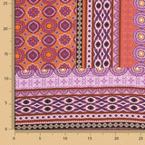Ethnic-print viscose with orange and purple stripes - Ribes y Casals