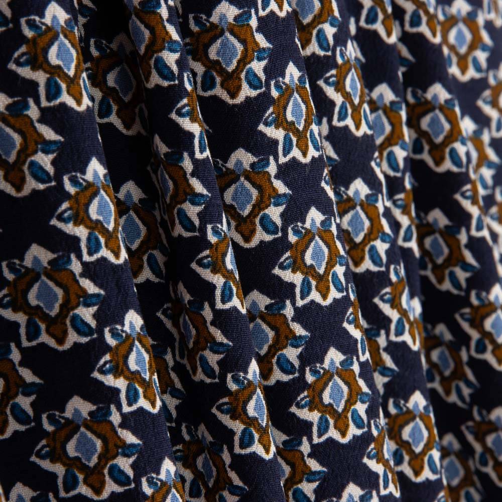 Small Floral Print Viscose in Navy - Ribes y Casals