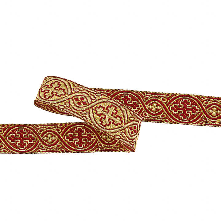 Gold and Maroon Metallic Braid Trim Ref. 463 – Width 25 mm - Ribes y Casals