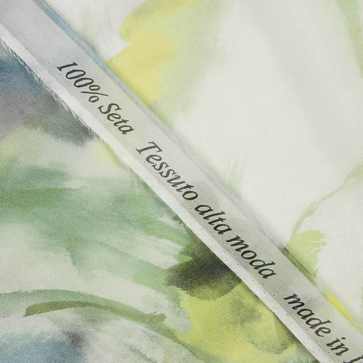 Natural Silk Gauze, Watercolour Green Garden - Ribes y Casals