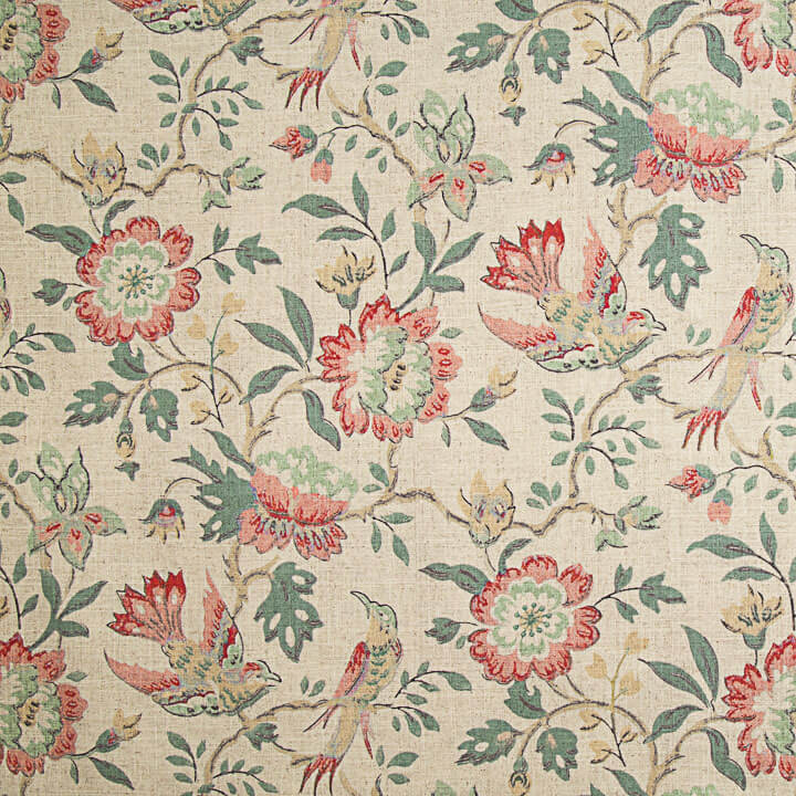 Vintage Print Cotton Canvas with Floral and Bird Motifs - Ribes y Casals