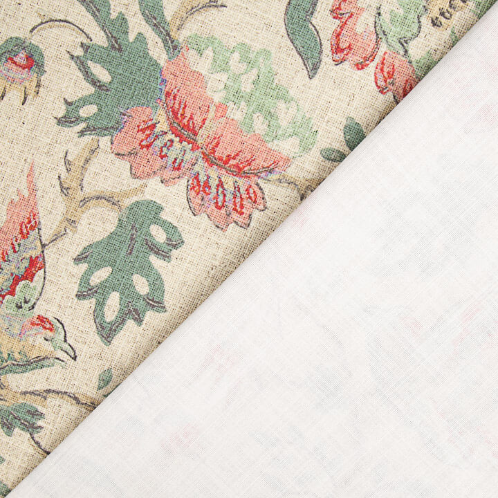 Vintage Print Cotton Canvas with Floral and Bird Motifs - Ribes y Casals