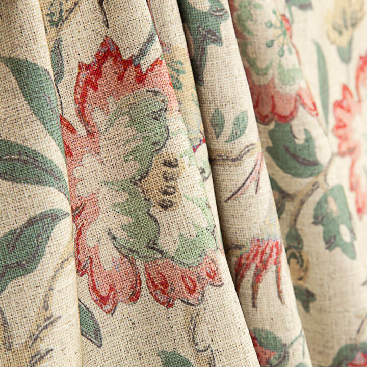 Vintage Print Cotton Canvas with Floral and Bird Motifs - Ribes y Casals