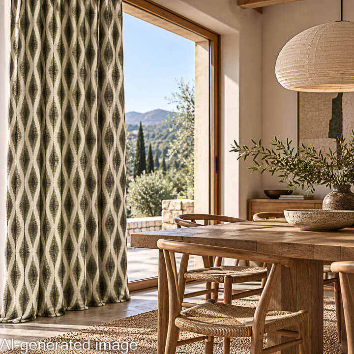 Ethnic Green Ikat Cotton Canvas - Ribes y Casals