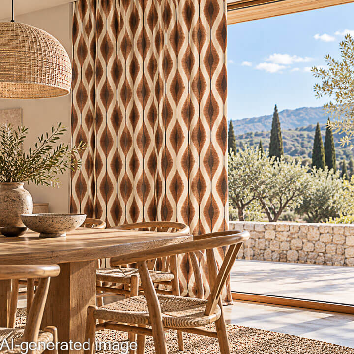 Terracotta Ethnic Print Cotton Canvas - Ribes y Casals