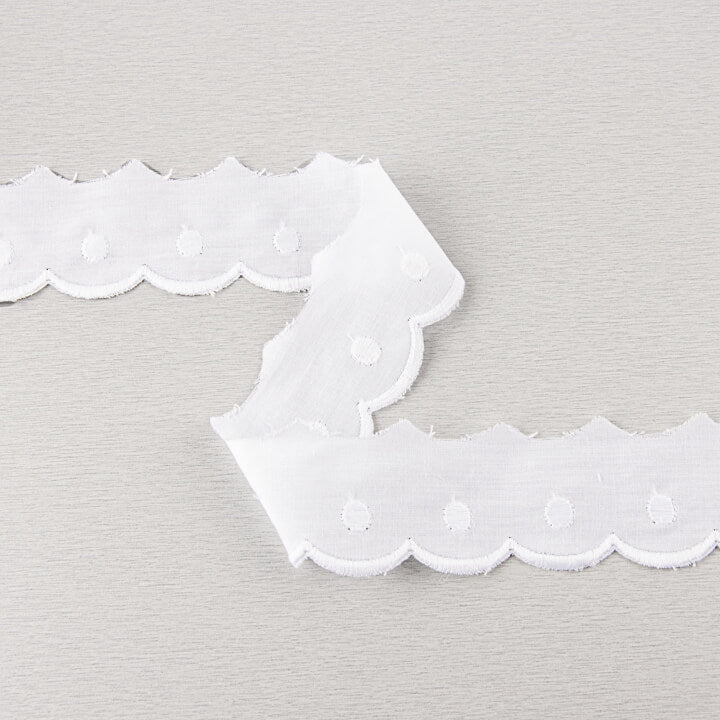 White Embroidered Batiste Trim Model 11700 – 30 mm - Ribes y Casals