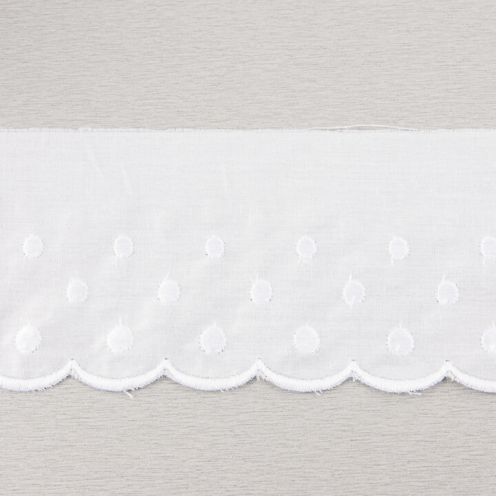 White Embroidered Batiste Trim, Model 11698 – 75 mm - Ribes y Casals