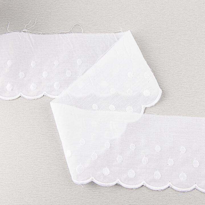 White Embroidered Batiste Trim, Model 11698 – 75 mm - Ribes y Casals