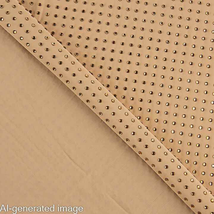 Stretch Fabric with Camel-Coloured Iridescent Gold Rhinestones - Ribes y Casals