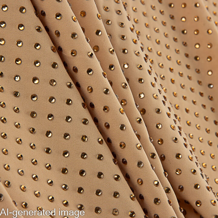 Stretch Fabric with Camel-Coloured Iridescent Gold Rhinestones - Ribes y Casals