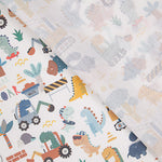 Multicoloured Dinosaur Builders Printed Percale - Ribes y Casals