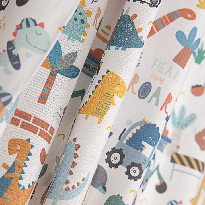 Multicoloured Dinosaur Builders Printed Percale - Ribes y Casals