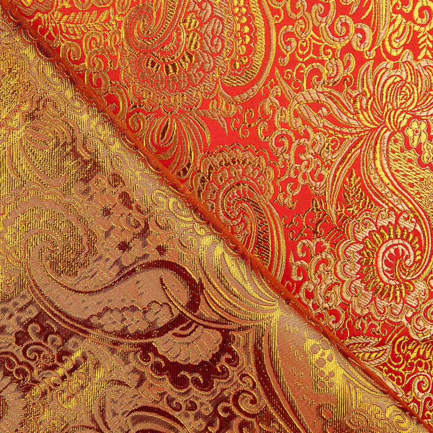 Red Jacquard with Gold Lurex Cashmere - Ribes y Casals