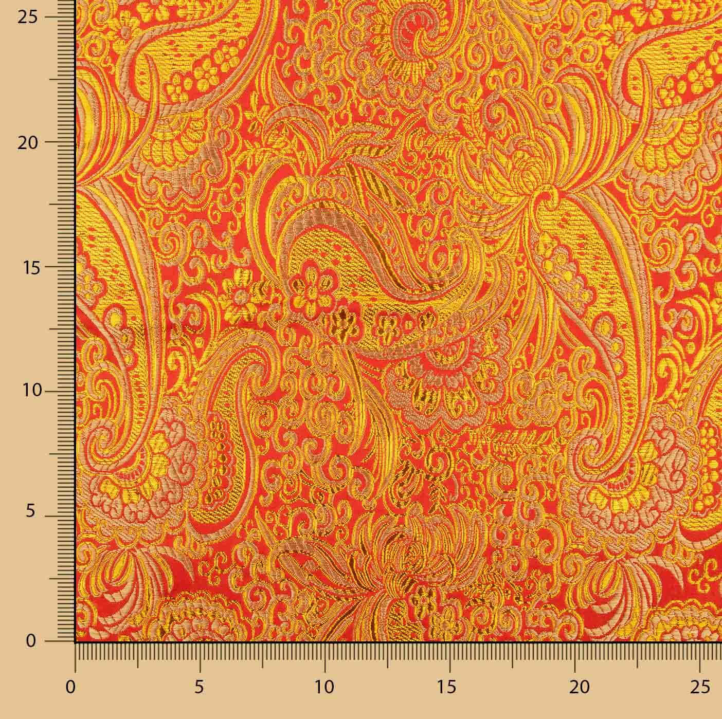 Red Jacquard with Gold Lurex Cashmere - Ribes y Casals