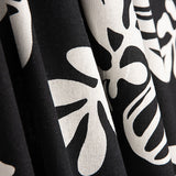 Black and White Leaf-Printed Linen and Cotton - Ribes y Casals