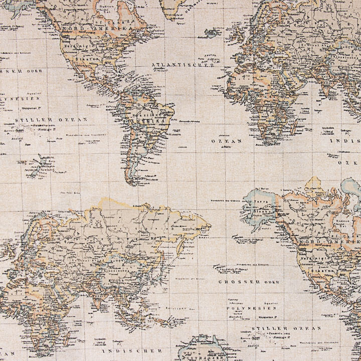 Vintage World Map Printed Canvas - Ribes y Casals